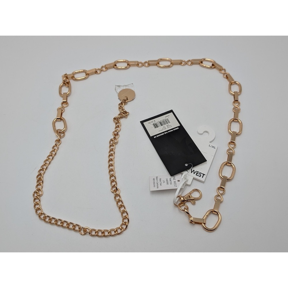 Chain Belt Gold Tone‎ by Nine West 43" Long Y2K Grunge NWT Size M-L
